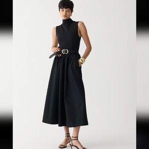 J. Crew Fitted knit mockneck dress with poplin skirt Black XXS